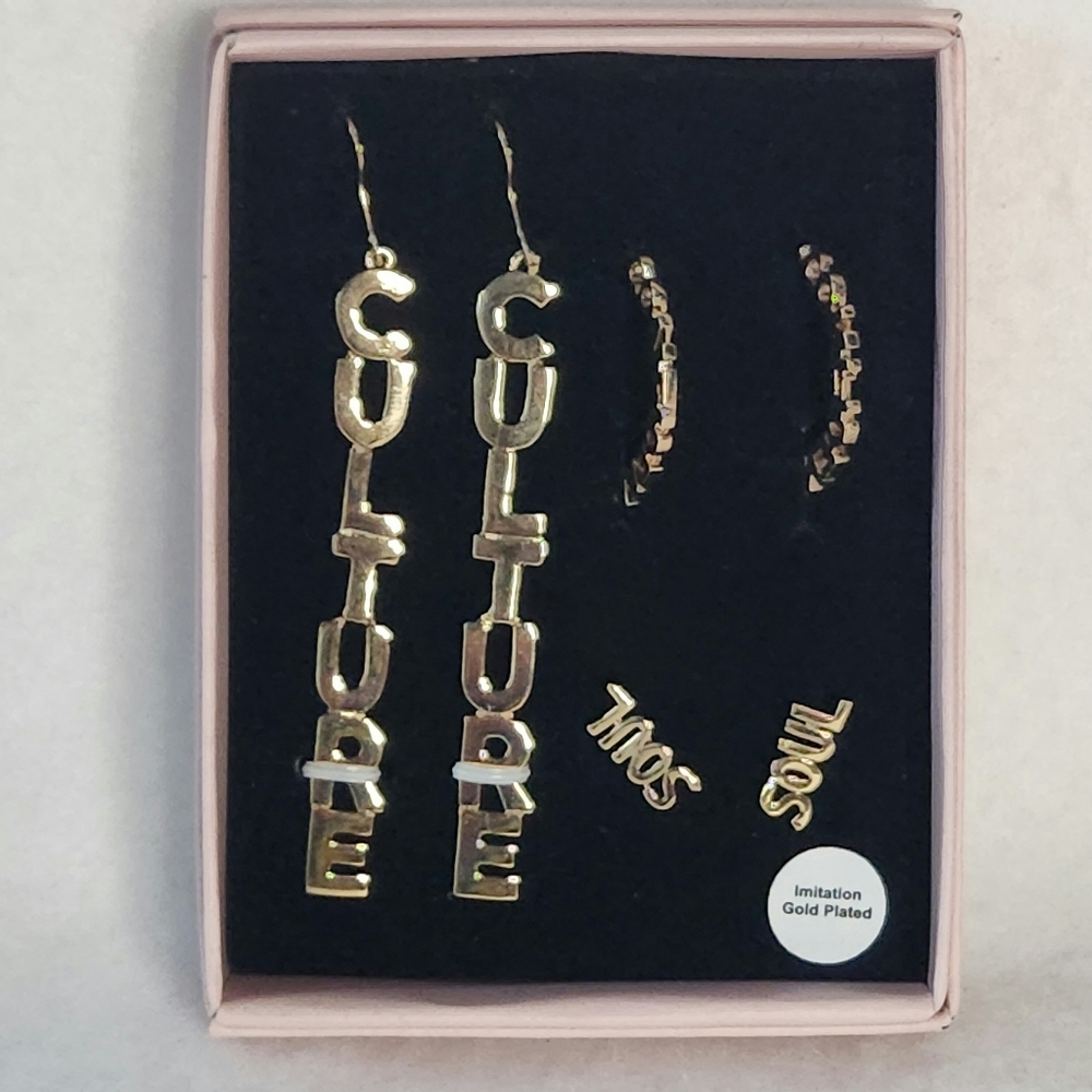 Izzy & Liv Culture Confidence Soul 3-Piece Gold-Plated Earring Set Pierced Ears